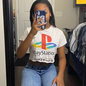 Vintage cropped PlayStation shirt
